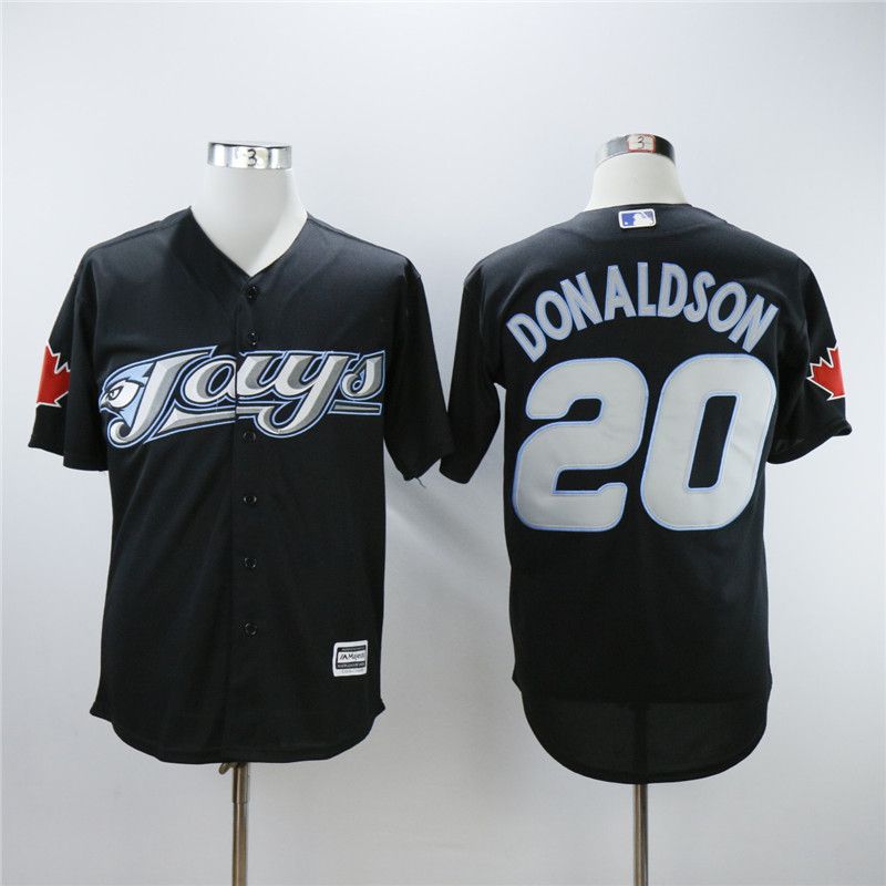 Men Toronto Blue Jays 20 Donaldson Black Throwback MLB Jerseys